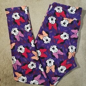 LuLaRoe x Disney Women's Leggings Minnie Mouse Purple Tall & Curvy 12-18 Lounge